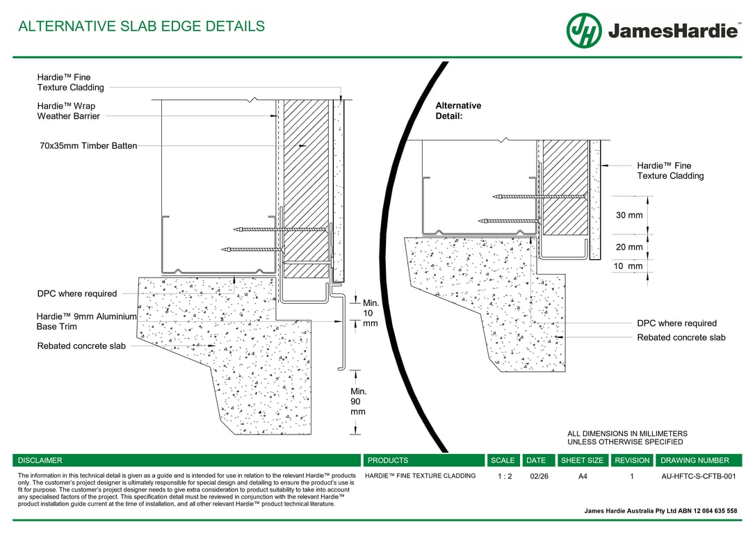 Navigate to AU-HFTC-S-CFTB-001 - ALTERNATIVE SLAB EDGE DETAILS