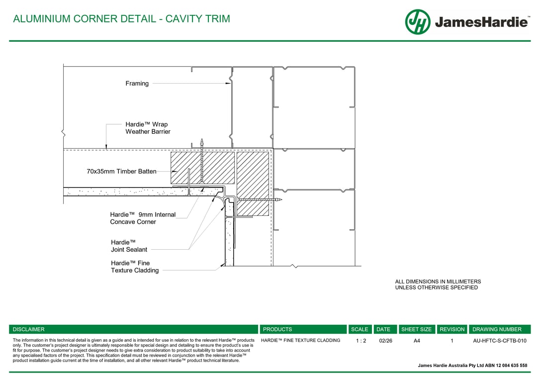Navigate to AU-HFTC-S-CFTB-010 - ALUMINIUM CORNER DETAIL - CAVITY TRIM