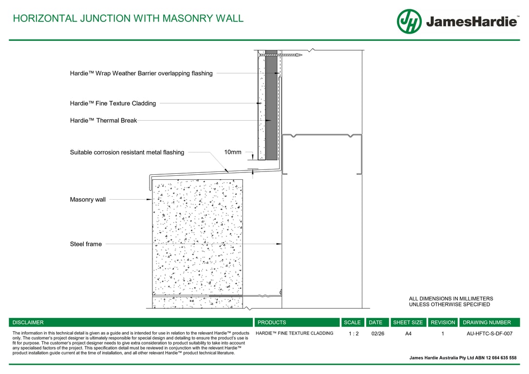 Navigate to AU-HFTC-S-DF-007 - HORIZONTAL JUNCTION WITH MASONRY WALL