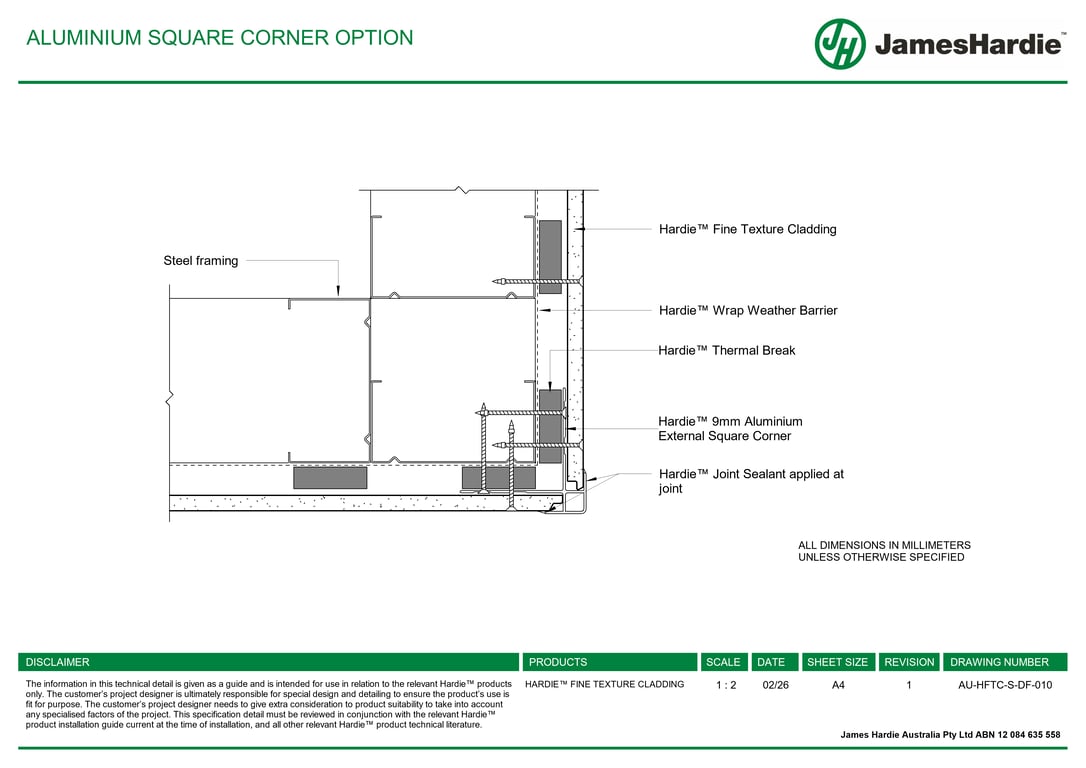Navigate to AU-HFTC-S-DF-010 - ALUMINIUM SQUARE CORNER OPTION