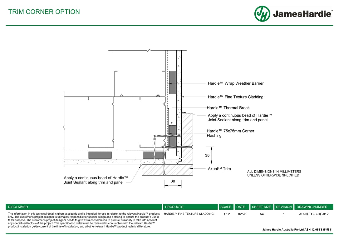 Navigate to AU-HFTC-S-DF-012 - TRIM CORNER OPTION