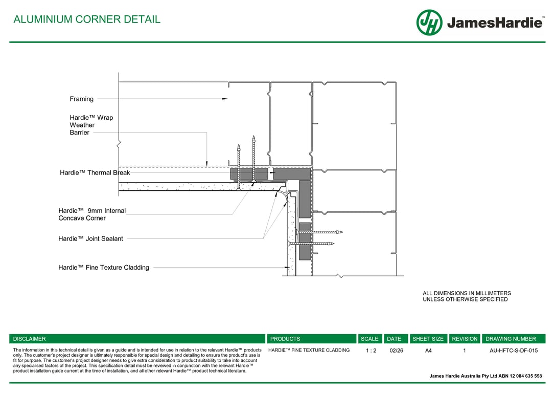 Navigate to AU-HFTC-S-DF-015 - ALUMINIUM CORNER DETAIL