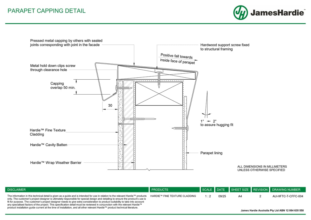 AU-HFTC-T-CFFC-004 - PARAPET CAPPING DETAIL