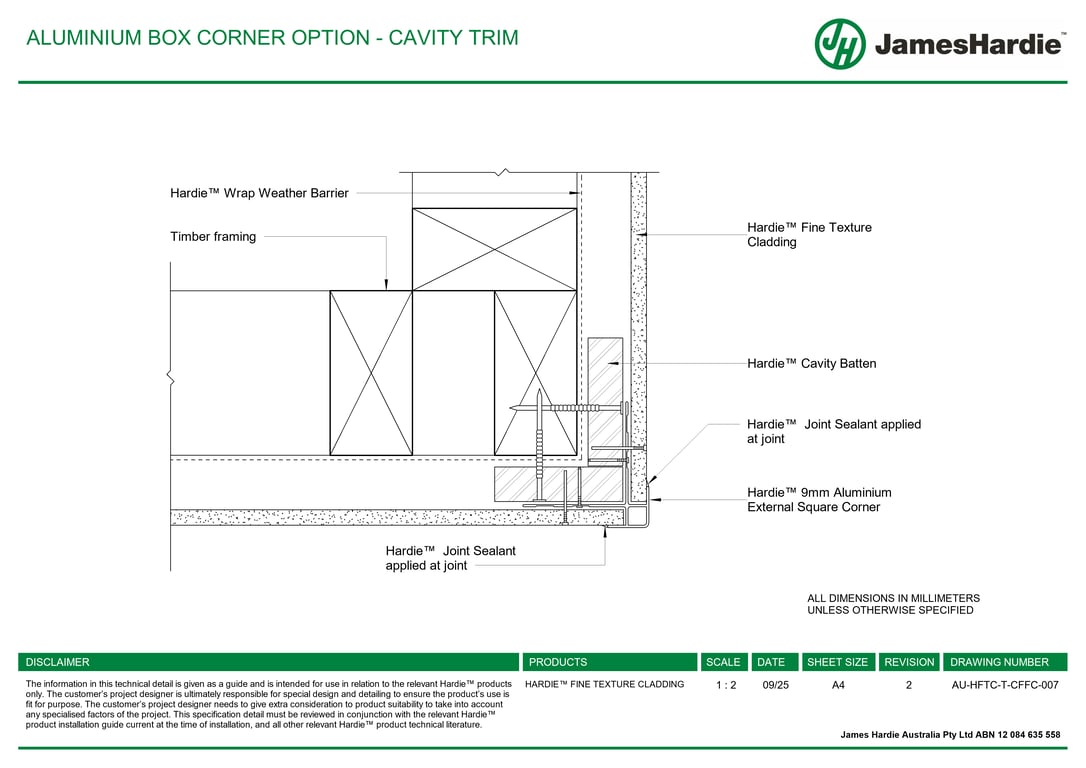 AU-HFTC-T-CFFC-007 - ALUMINIUM BOX CORNER OPTION - CAVITY TRIM