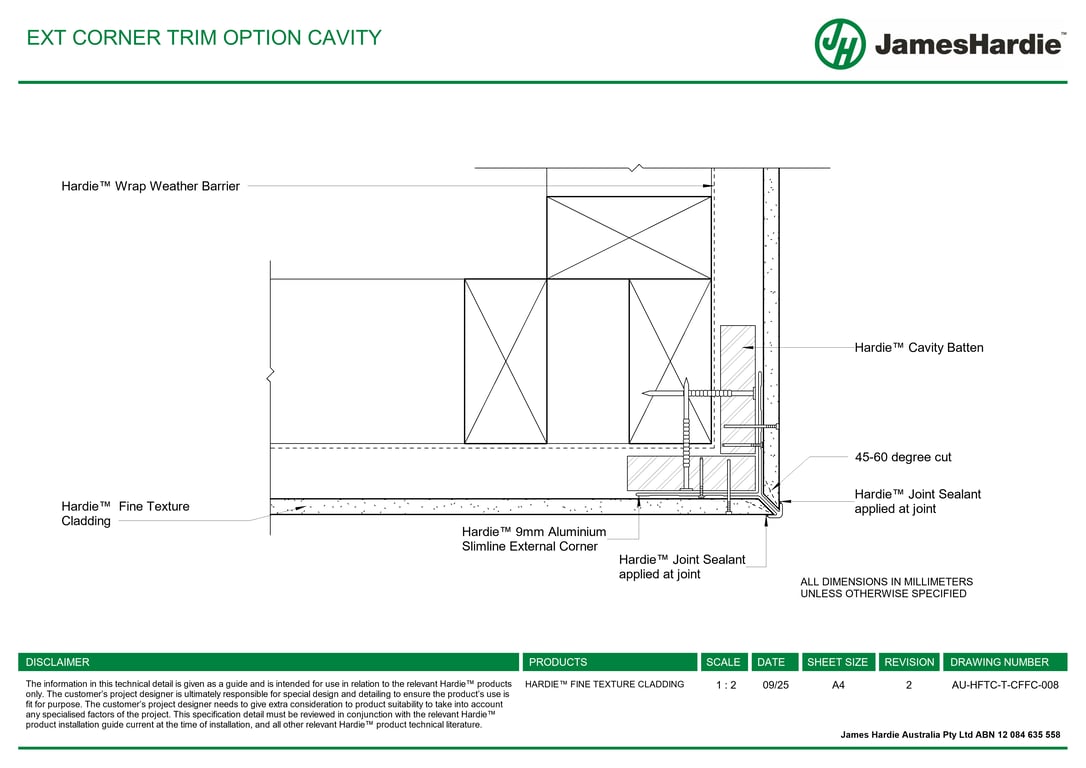 AU-HFTC-T-CFFC-008 - EXT CORNER TRIM OPTION CAVITY