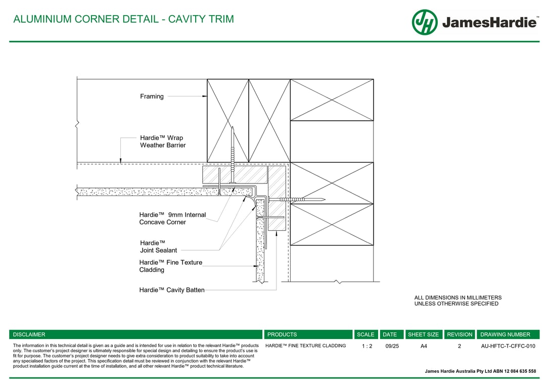 Navigate to AU-HFTC-T-CFFC-010 - ALUMINIUM CORNER DETAIL - CAVITY TRIM