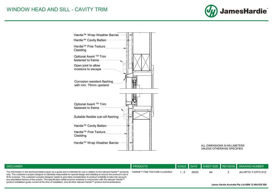 Navigate to AU-HFTC-T-CFFC-012 - WINDOW HEAD AND SILL - CAVITY TRIM
