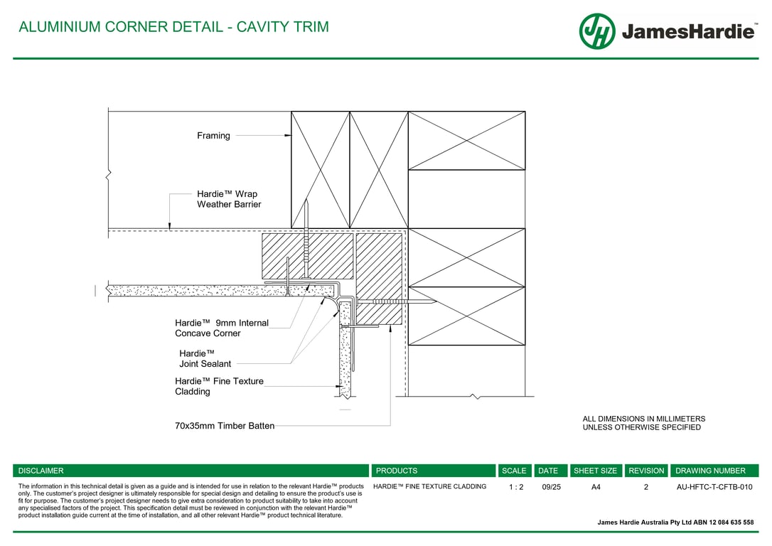 Navigate to AU-HFTC-T-CFTB-010 - ALUMINIUM CORNER DETAIL - CAVITY TRIM