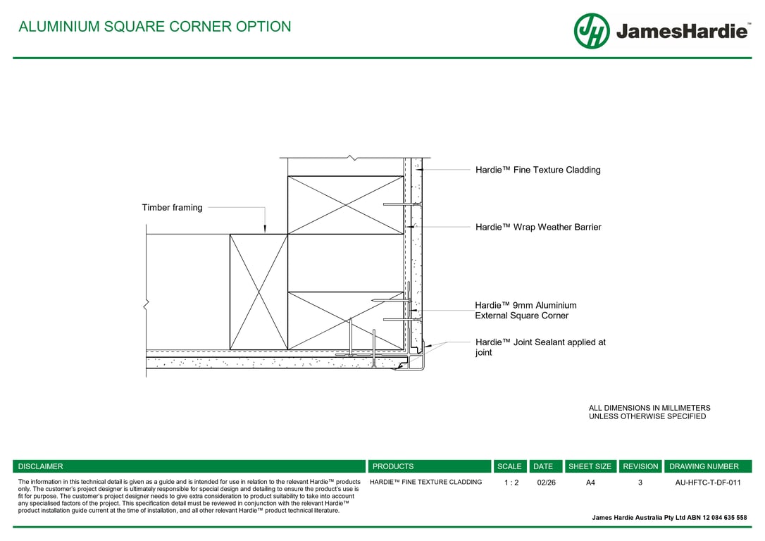 Navigate to AU-HFTC-T-DF-011 - ALUMINIUM SQUARE CORNER OPTION