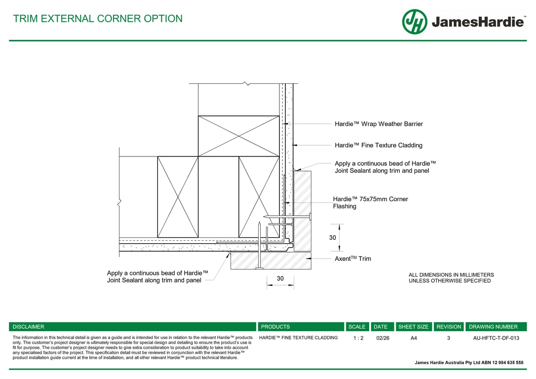 Navigate to AU-HFTC-T-DF-013 - TRIM EXTERNAL CORNER OPTION