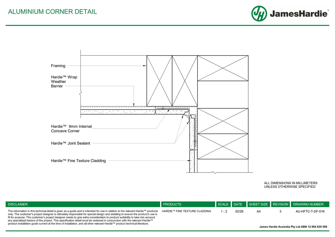 Navigate to AU-HFTC-T-DF-016 - ALUMINIUM CORNER DETAIL
