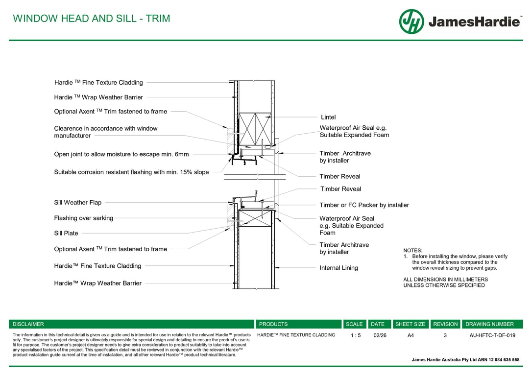 Navigate to AU-HFTC-T-DF-019 - WINDOW HEAD AND SILL - TRIM