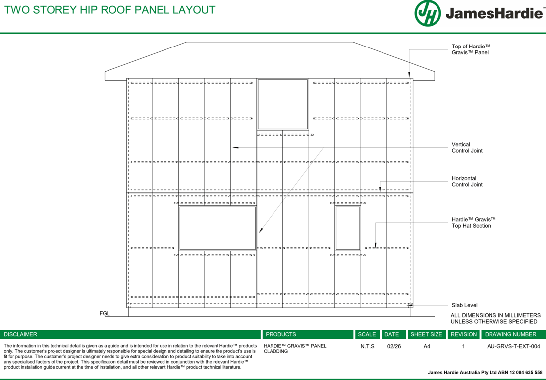 Image of AU-GRVS-T-EXT-004 - TWO STOREY HIP ROOF PANEL LAYOUT