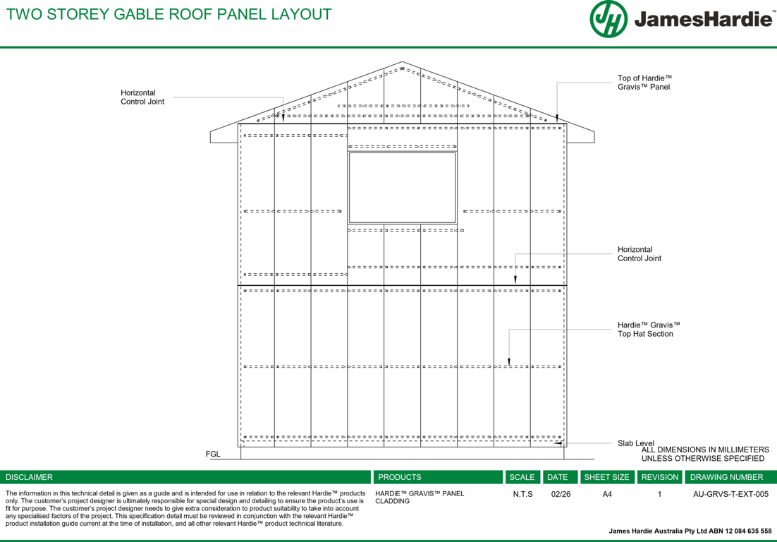 Image of AU-GRVS-T-EXT-005 - TWO STOREY GABLE ROOF PANEL LAYOUT