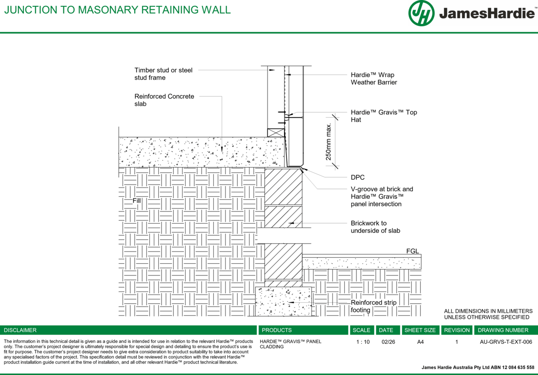 Image of AU-GRVS-T-EXT-006 - JUNCTION TO MASONARY RETAINING WALL