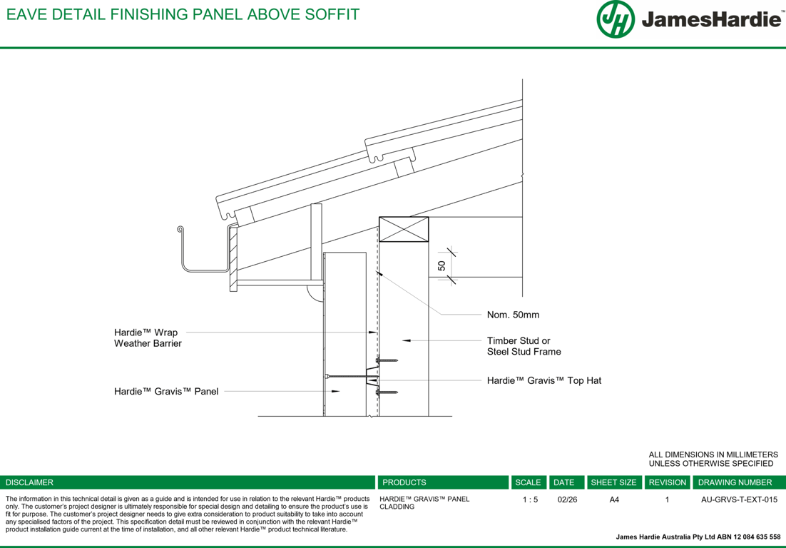Image of AU-GRVS-T-EXT-015 - EAVE DETAIL FINISHING PANEL ABOVE SOFFIT