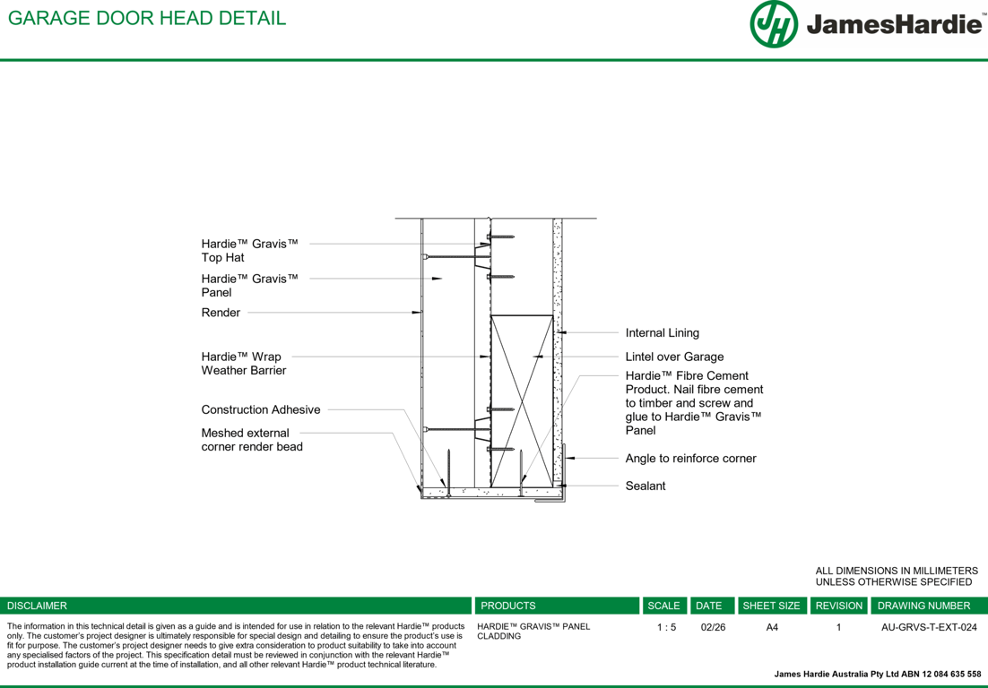 Image of AU-GRVS-T-EXT-024 - GARAGE DOOR HEAD DETAIL