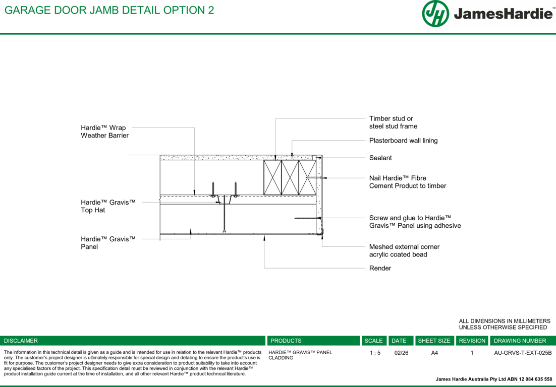 Image of AU-GRVS-T-EXT-025B - GARAGE DOOR JAMB DETAIL OPTION 2