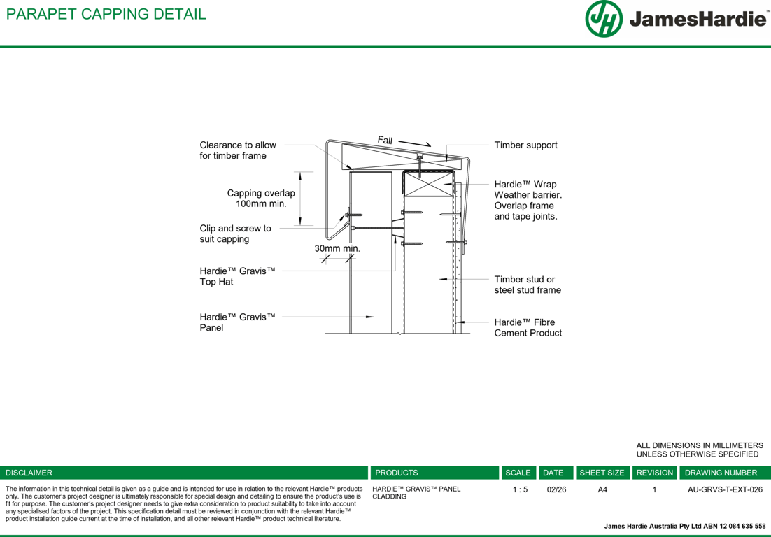 Image of AU-GRVS-T-EXT-026 - PARAPET CAPPING DETAIL