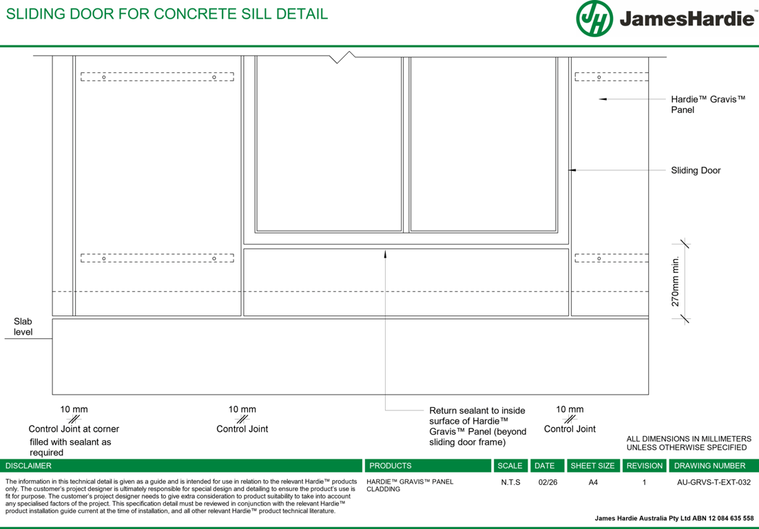 Image of AU-GRVS-T-EXT-032 - SLIDING DOOR FOR CONCRETE SILL DETAIL