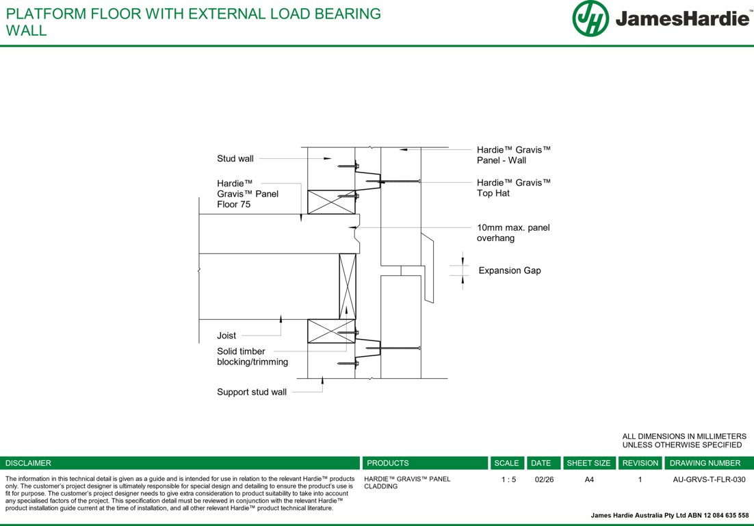 Navigate to AU-GRVS-T-FLR-030 - PLATFORM FLOOR WITH EXTERNAL LOAD BEARING WALL