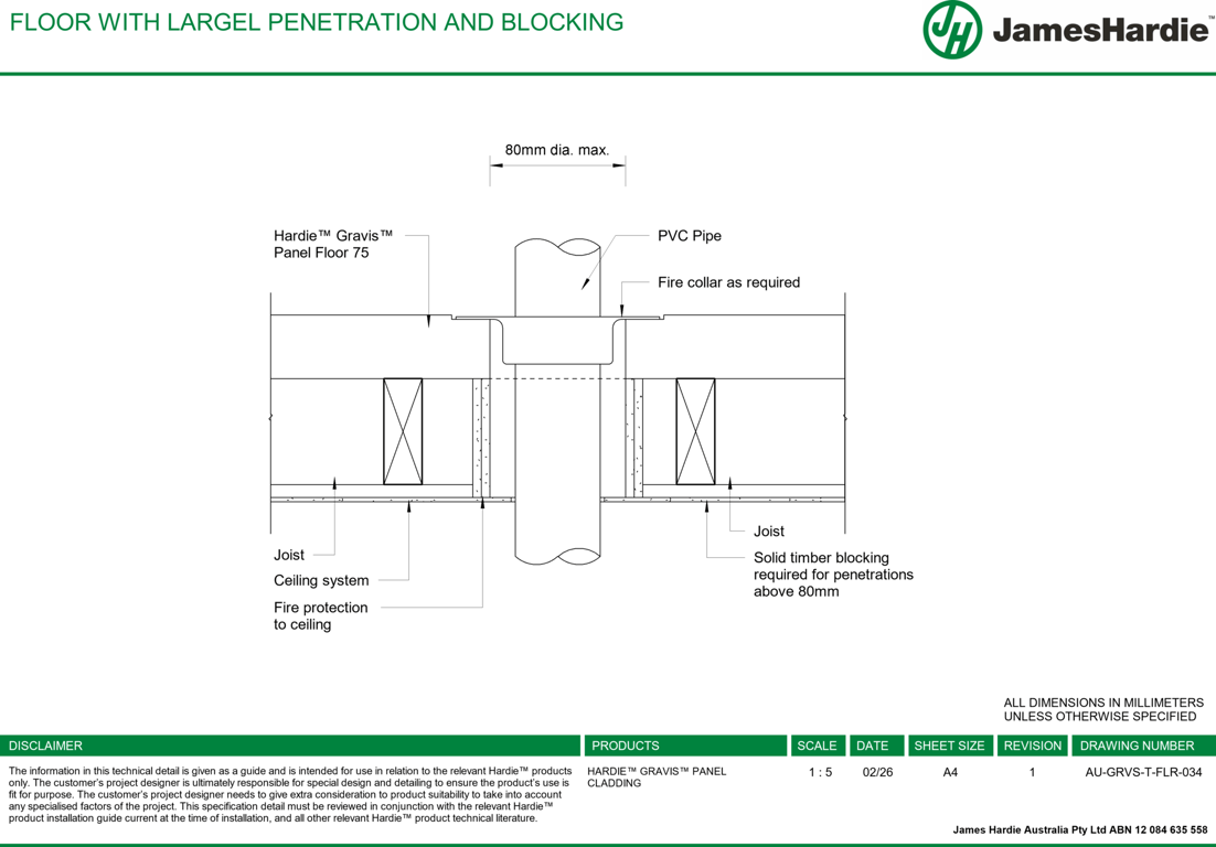Navigate to AU-GRVS-T-FLR-034 - FLOOR WITH LARGEL PENETRATION AND BLOCKING