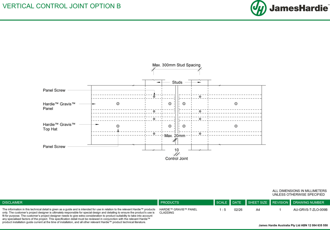 Navigate to AU-GRVS-T-ZLO-009B - VERTICAL CONTROL JOINT OPTION B