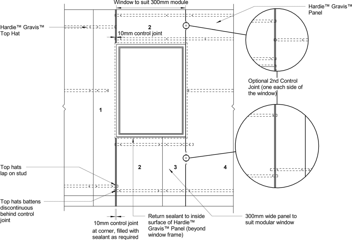 Navigate to GRVS EXT WALL Vertical Window Control Joint With Lintel
