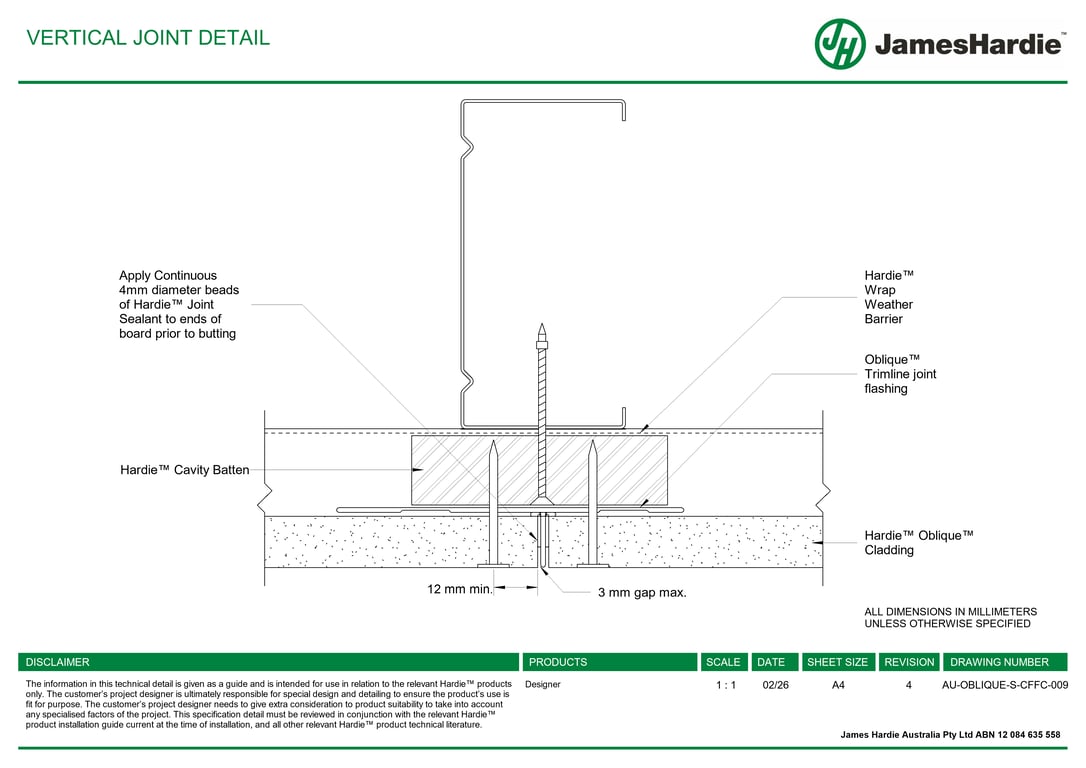 Navigate to AU-OBLIQUE-S-CFFC-009 - VERTICAL JOINT DETAIL