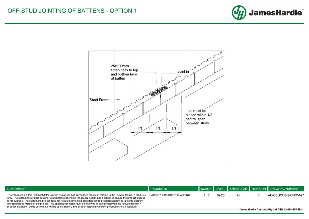 Navigate to AU-OBLIQUE-S-CFFC-027 - OFF-STUD JOINTING OF BATTENS - OPTION 1