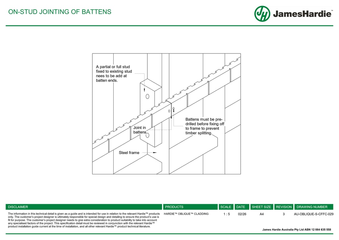 Navigate to AU-OBLIQUE-S-CFFC-029 - ON-STUD JOINTING OF BATTENS