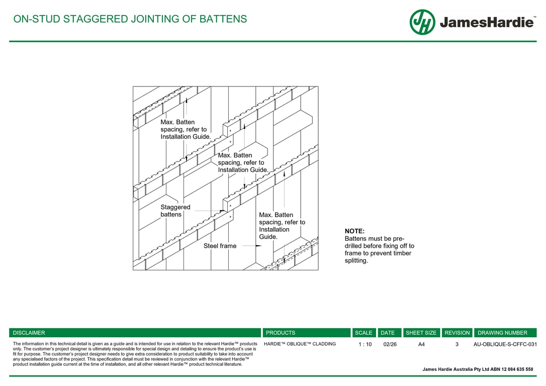 Navigate to AU-OBLIQUE-S-CFFC-031 - ON-STUD STAGGERED JOINTING OF BATTENS