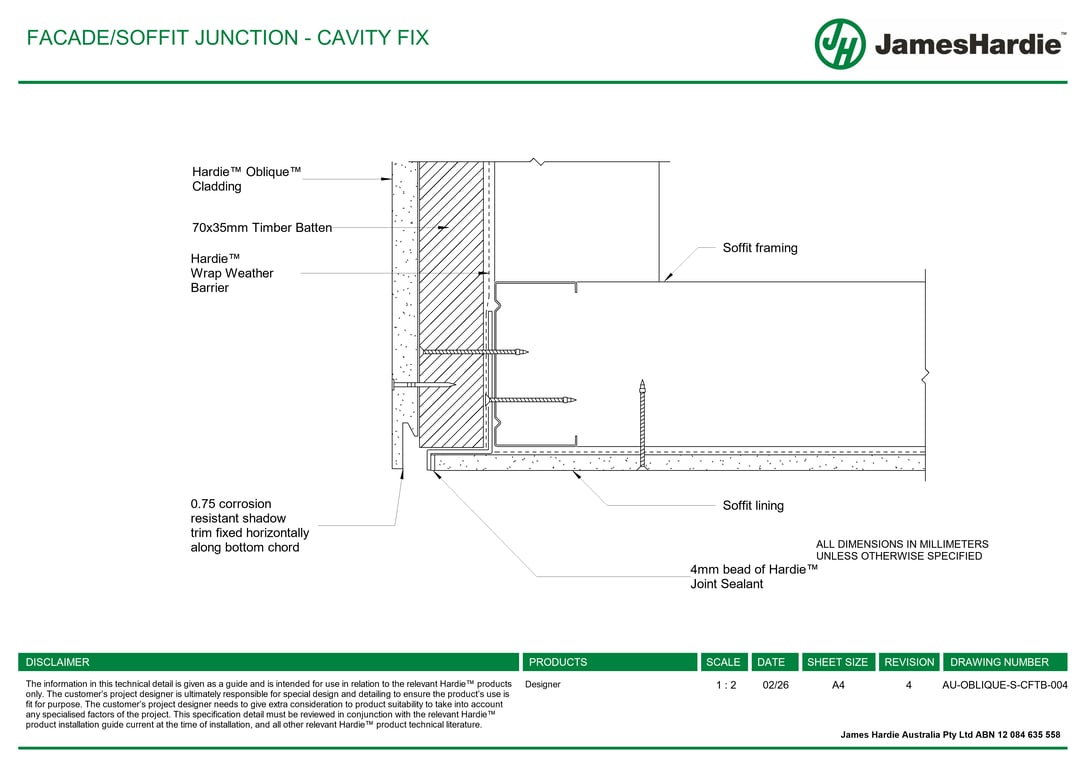 Navigate to AU-OBLIQUE-S-CFTB-004 - FACADE-SOFFIT JUNCTION - CAVITY FIX