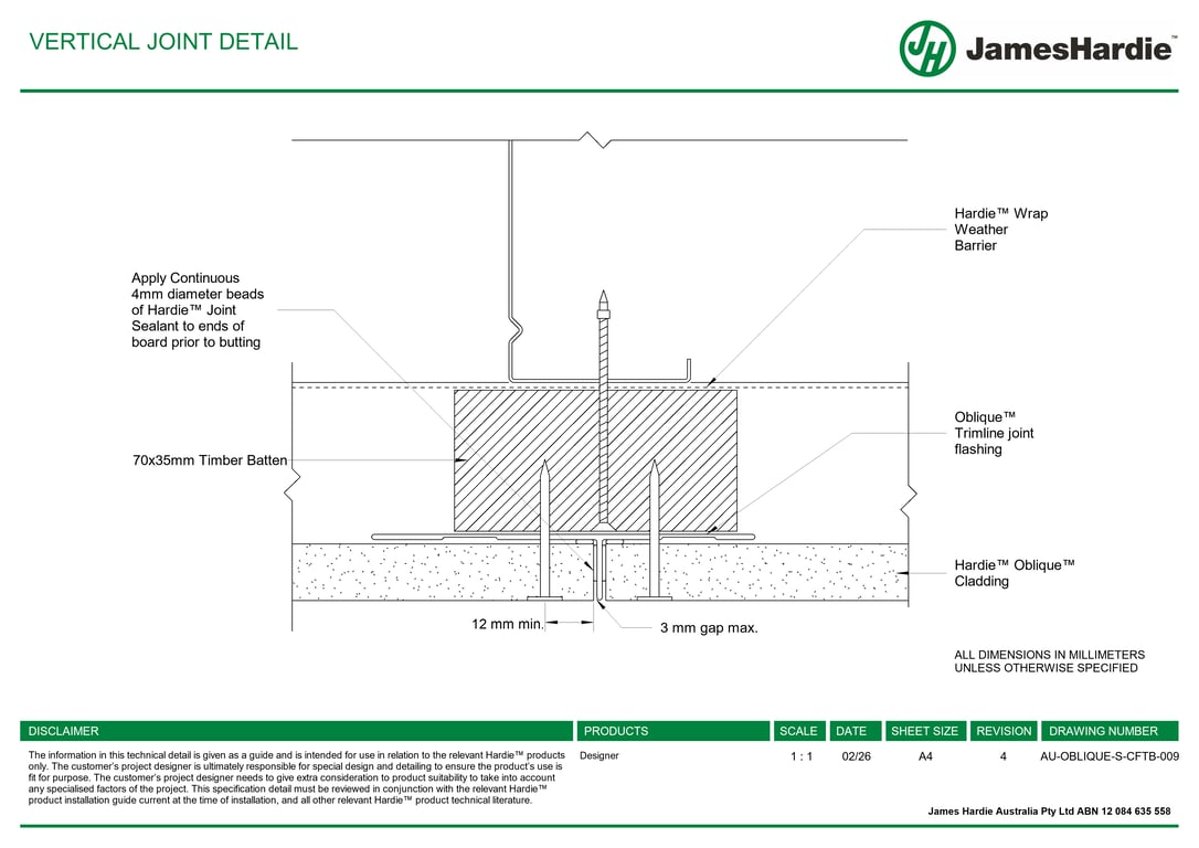Navigate to AU-OBLIQUE-S-CFTB-009 - VERTICAL JOINT DETAIL