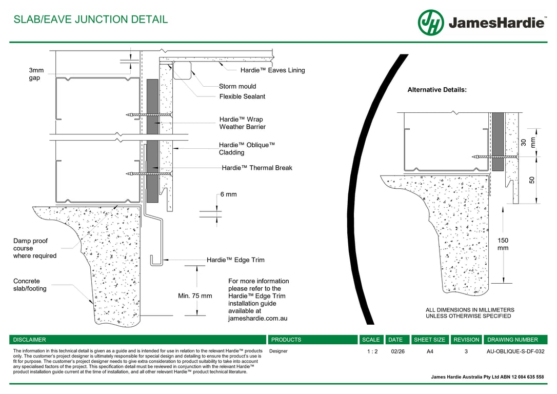 Navigate to AU-OBLIQUE-S-DF-032 - SLAB-EAVE JUNCTION DETAIL