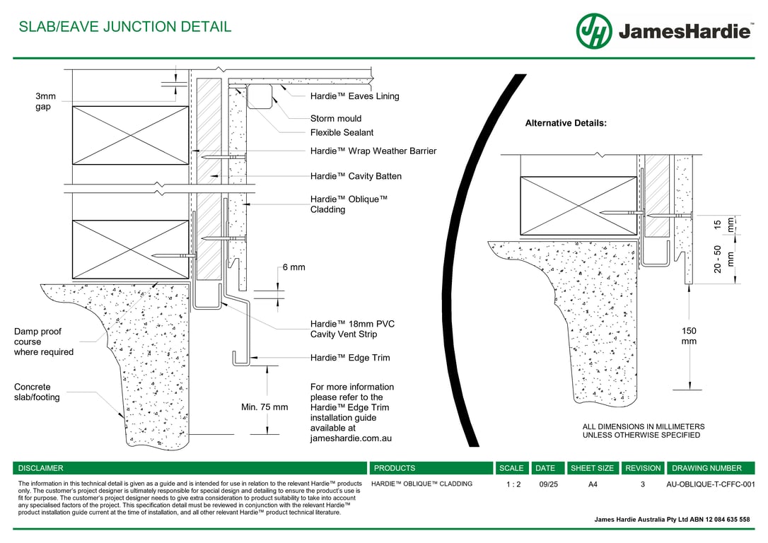 AU-OBLIQUE-T-CFFC-001 - SLAB-EAVE JUNCTION DETAIL