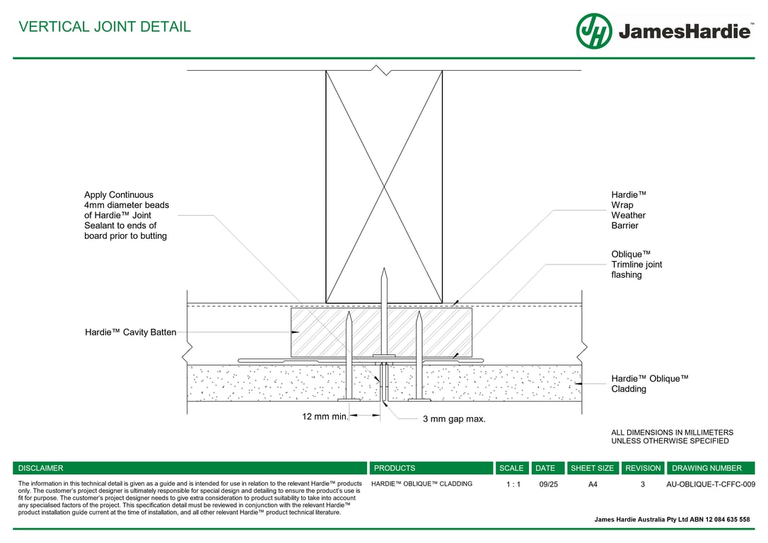 AU-OBLIQUE-T-CFFC-009 - VERTICAL JOINT DETAIL