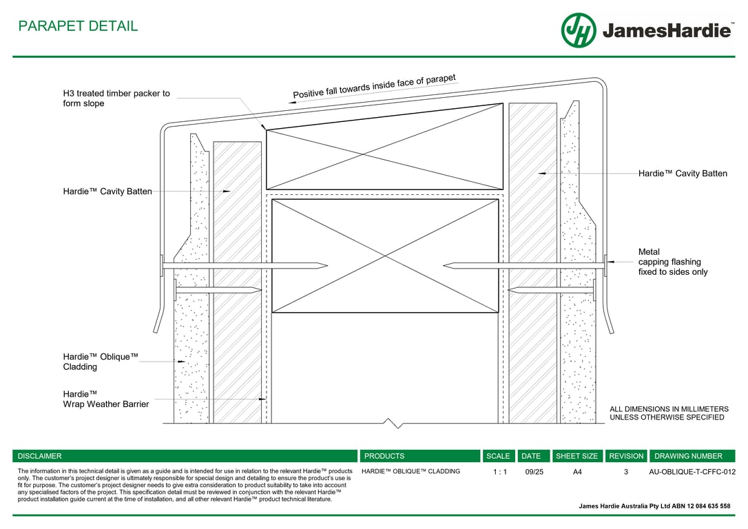 AU-OBLIQUE-T-CFFC-012 - PARAPET DETAIL