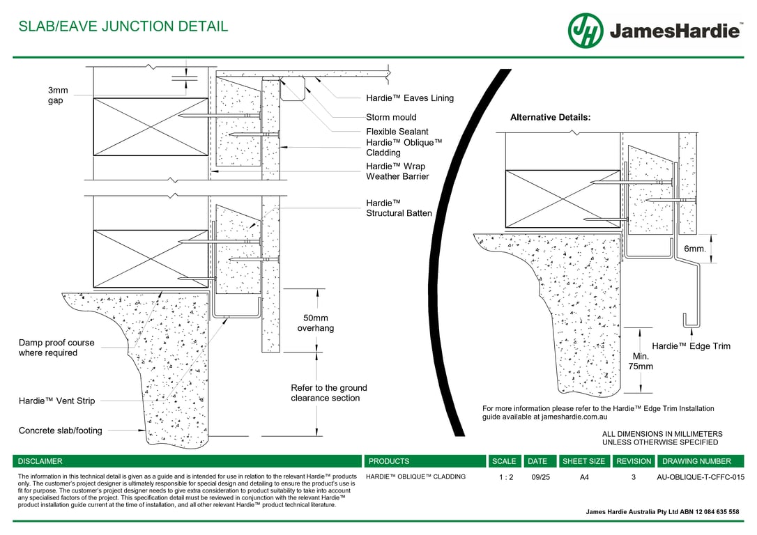 Navigate to AU-OBLIQUE-T-CFFC-015 - SLAB-EAVE JUNCTION DETAIL