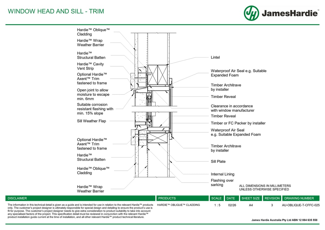 Navigate to AU-OBLIQUE-T-CFFC-025 - WINDOW HEAD AND SILL - TRIM