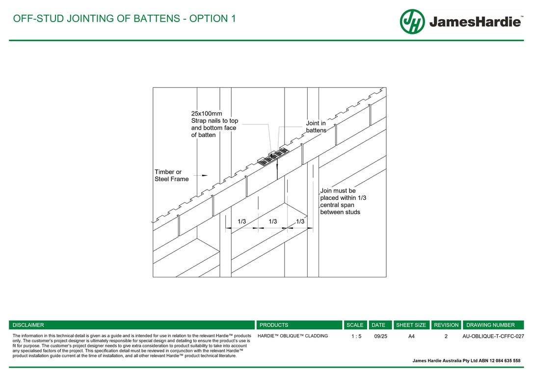 Navigate to AU-OBLIQUE-T-CFFC-027 - OFF-STUD JOINTING OF BATTENS - OPTION 1