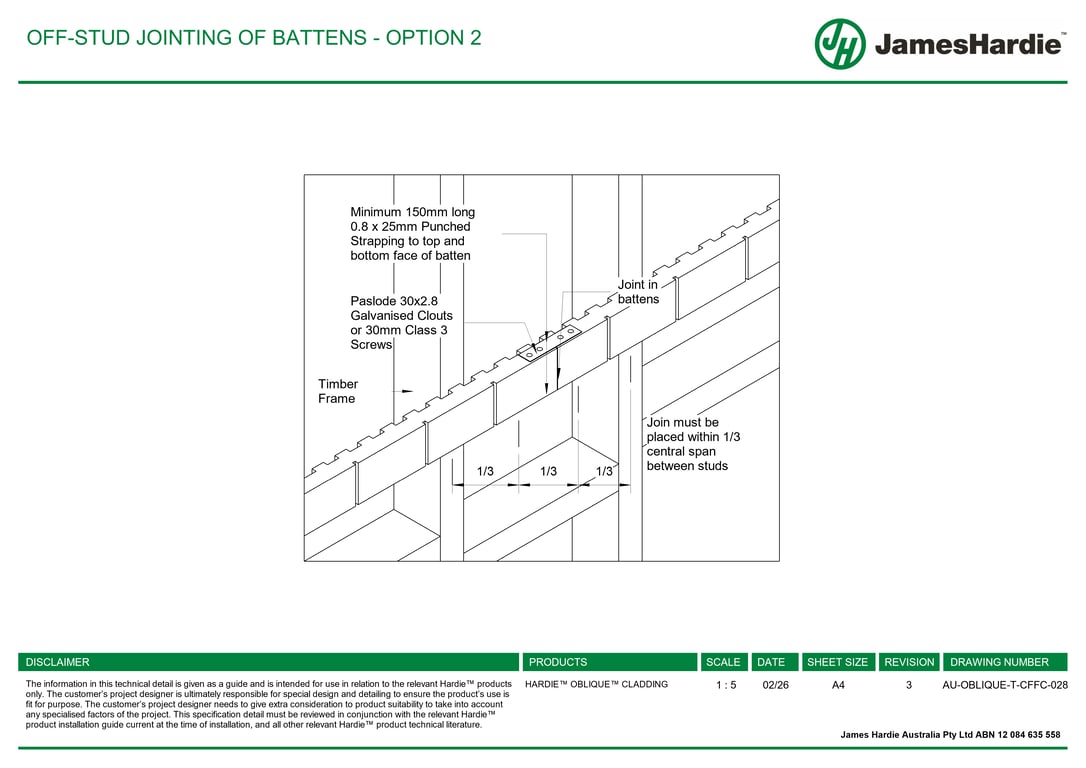 Navigate to AU-OBLIQUE-T-CFFC-028 - OFF-STUD JOINTING OF BATTENS - OPTION 2