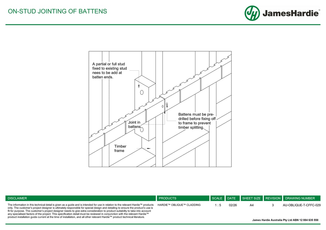 Navigate to AU-OBLIQUE-T-CFFC-029 - ON-STUD JOINTING OF BATTENS