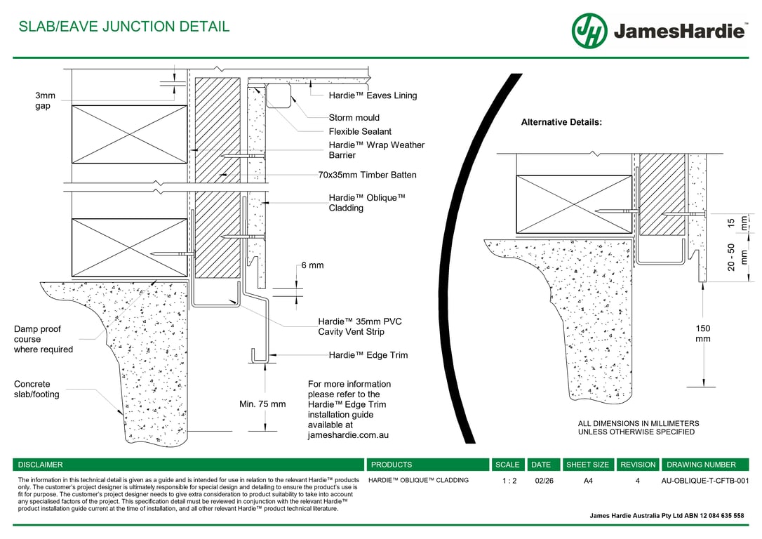 Navigate to AU-OBLIQUE-T-CFTB-001 - SLAB-EAVE JUNCTION DETAIL