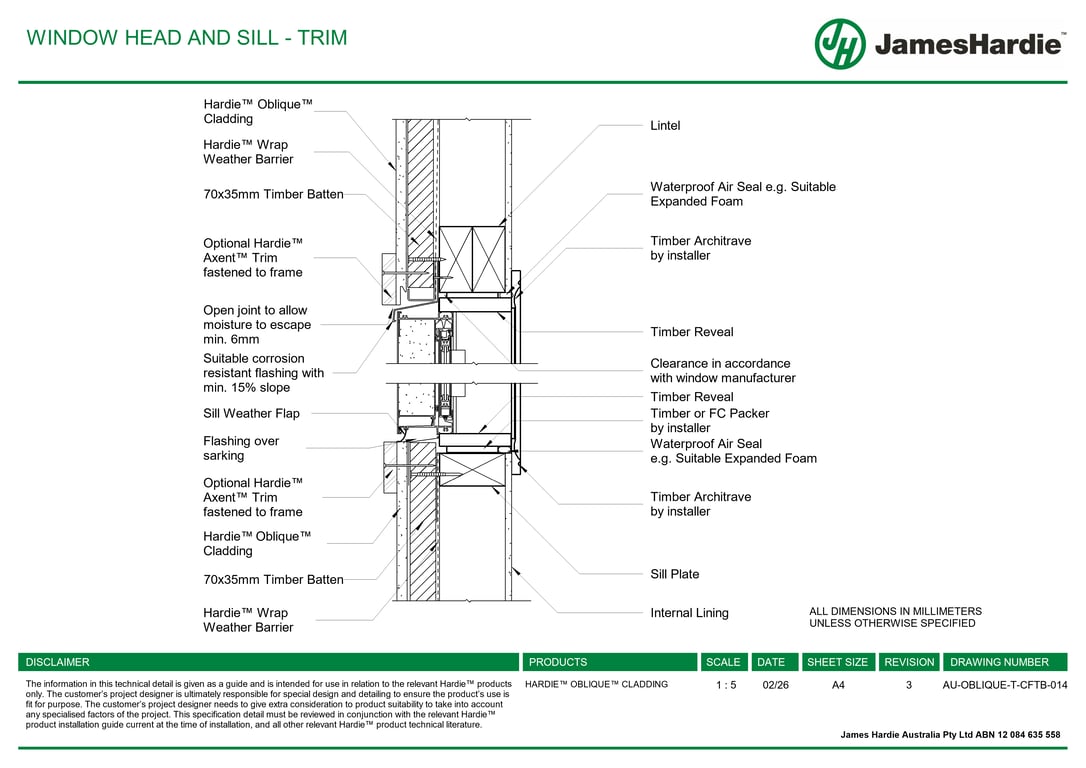 Navigate to AU-OBLIQUE-T-CFTB-014 - WINDOW HEAD AND SILL - TRIM