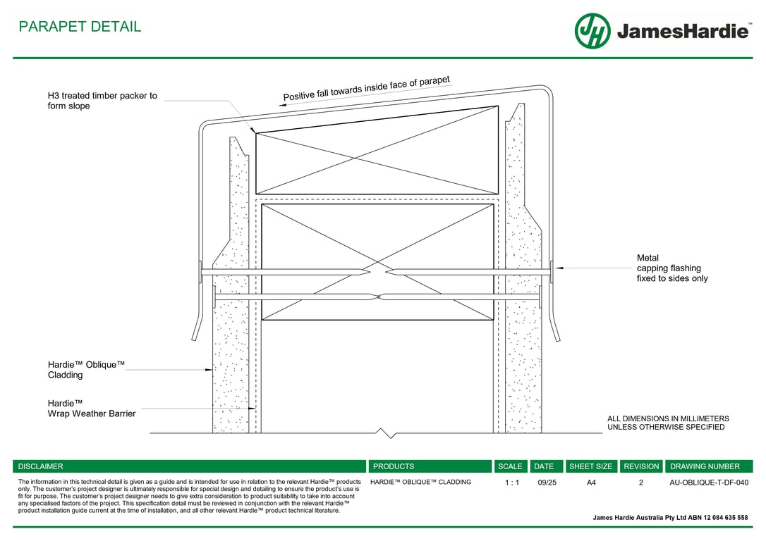 Navigate to AU-OBLIQUE-T-DF-040 - PARAPET DETAIL