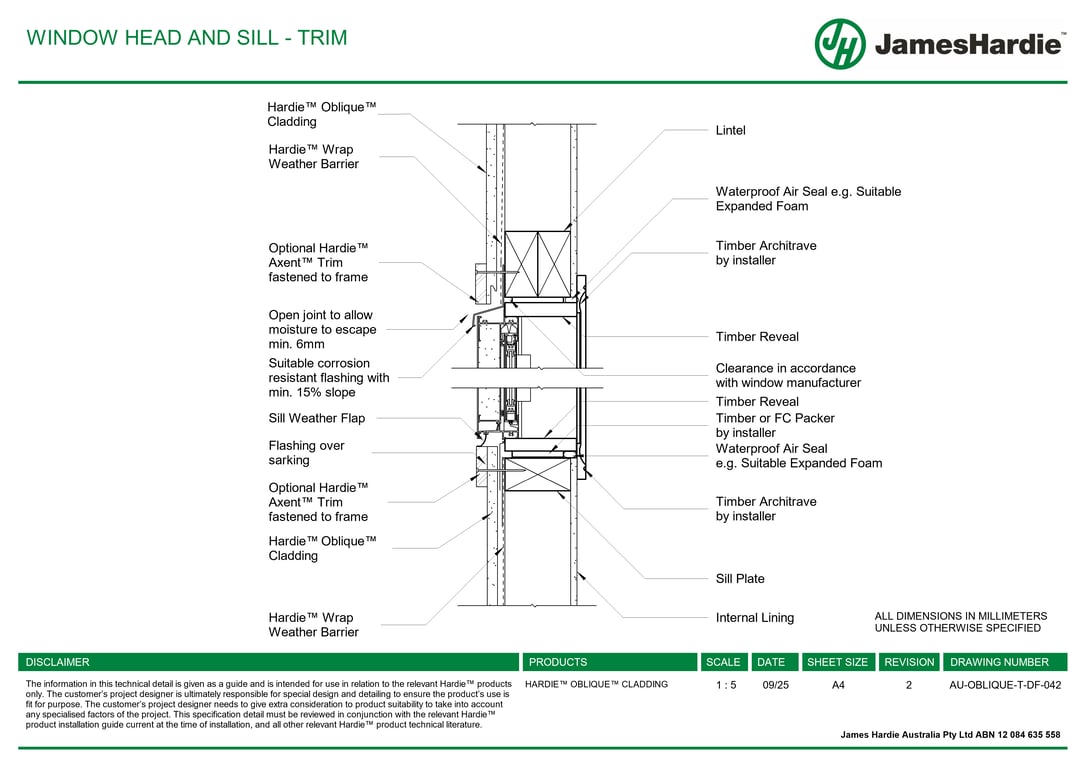Navigate to AU-OBLIQUE-T-DF-042 - WINDOW HEAD AND SILL - TRIM