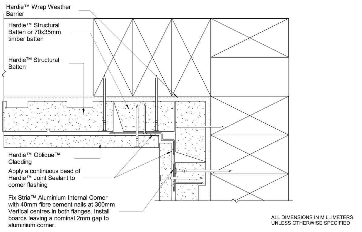 Navigate to OBLIQUE CFFC Internal Corner With Castellated Batten