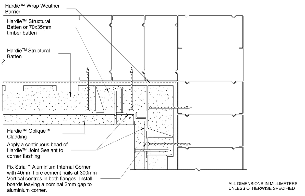 Navigate to OBLIQUE Steel CFFC Internal Corner With Castellated Batten
