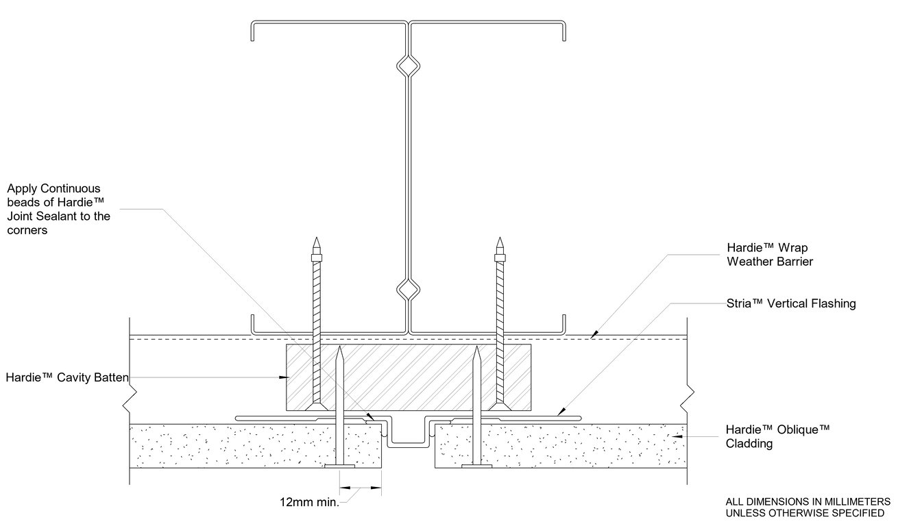 Navigate to OBLIQUE Steel CFFC Vertical Joint Using Stria Vertical Flashing Stop